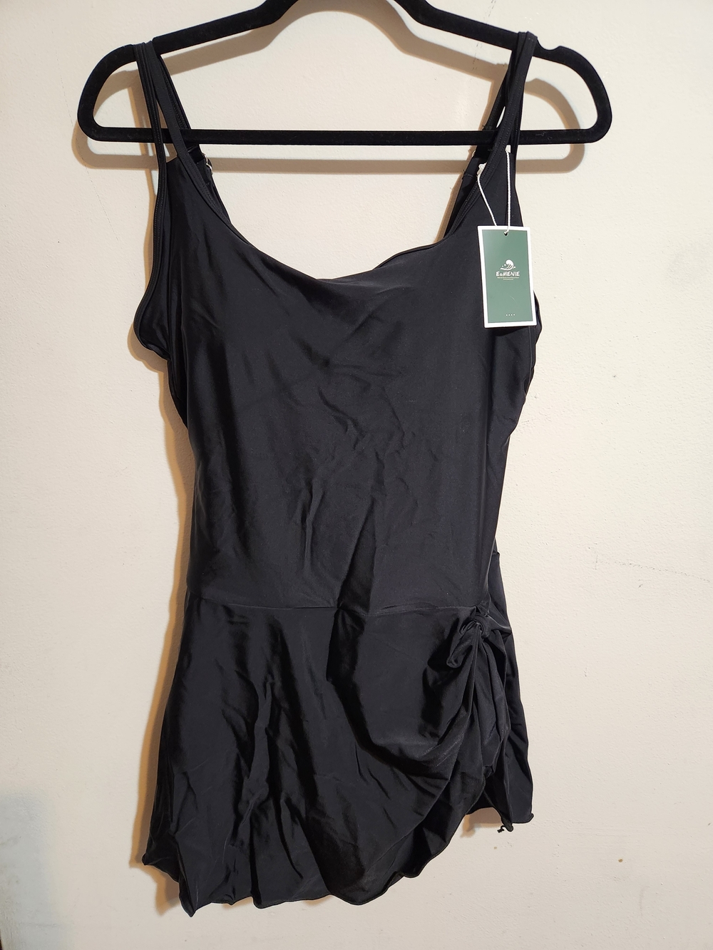 EOMENIE Black One-Piece Swimdress with Side Tie